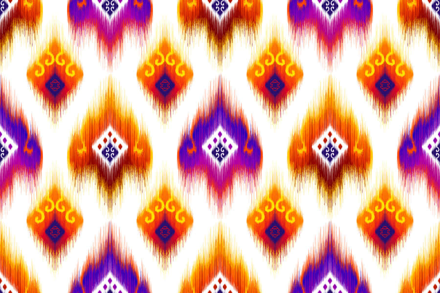 Bukhara Ikat Fabric Pattern Wallpaper