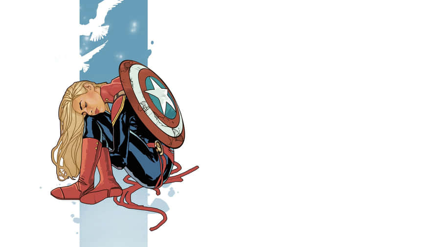 Captain Marvel With Captain America Shield Wallpaper