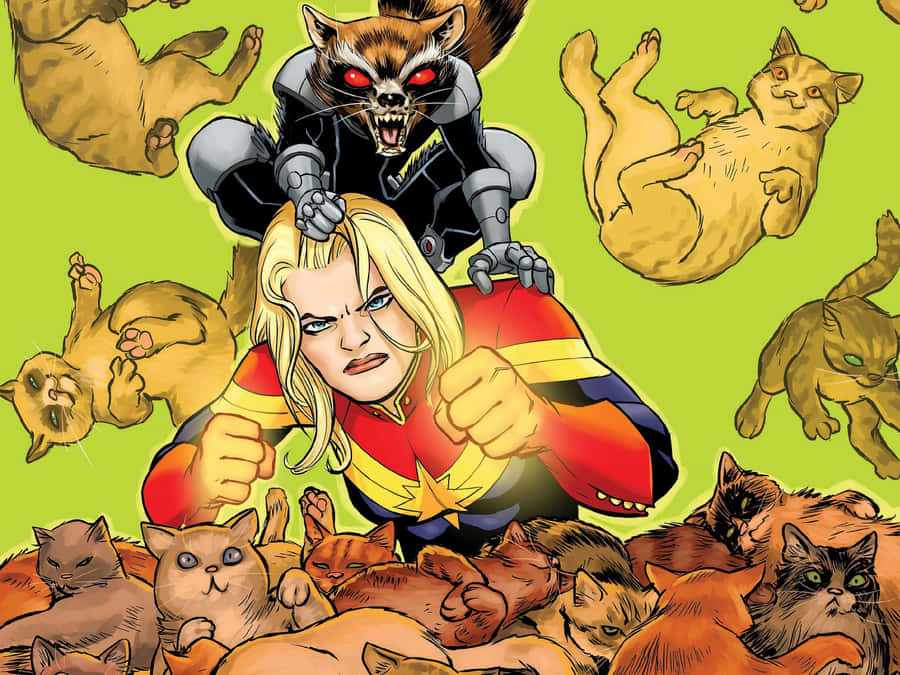 Captain Marveland Goosethe Cat Frenzy Wallpaper