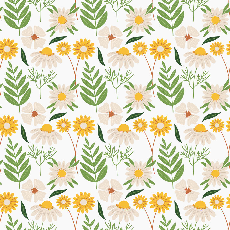 Caption: Elegant Showcase Of Yellow And White Flowers Wallpaper