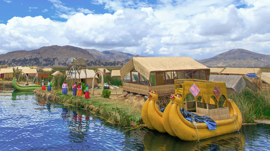 Caption: Majestic Sunrise Over Lake Titicaca Wallpaper