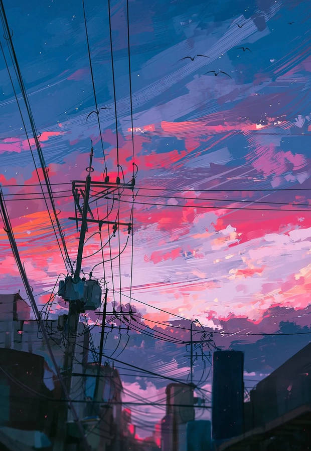 Caption: Sophisticated Pink Sunset Aesthetics On Iphone Wallpaper