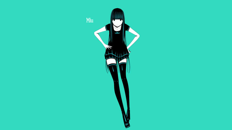 Cartoon Girl Cyan Aesthetic Wallpaper