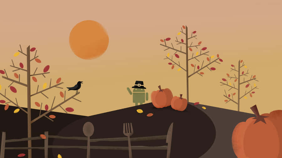Cartoon Thanksgiving Android Walking Wallpaper