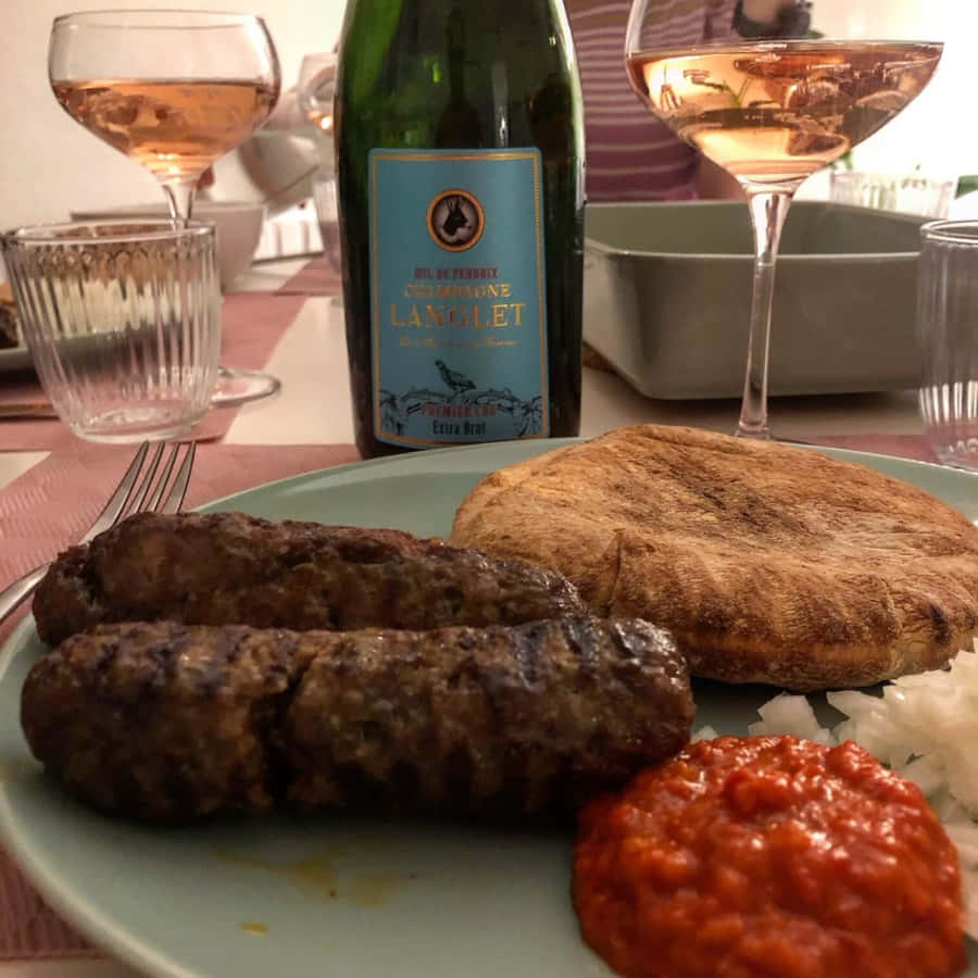Ćevapi Sausages And Wine Wallpaper