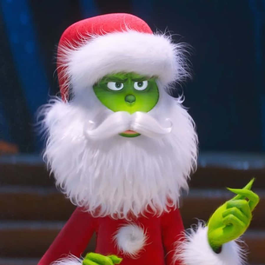 Character Cute Grinch Wearing Santa Clause Costume Wallpaper
