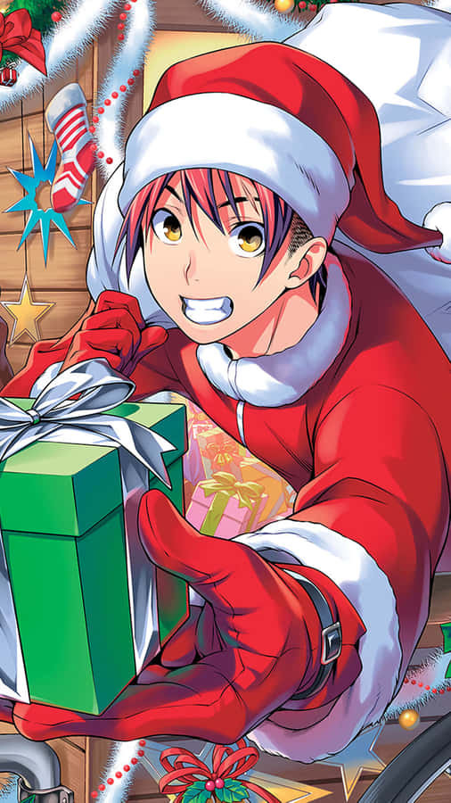 Christmas Anime Pfp Giving Gift Wallpaper