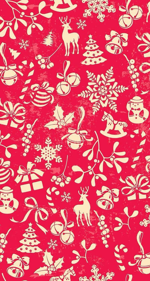 Christmas Pattern With Red And White Elements Wallpaper