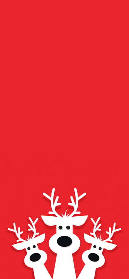 Christmas Reindeer On Red Background Wallpaper