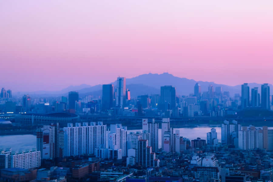 City Skyline Korean Aesthetic Computer Wallpaper