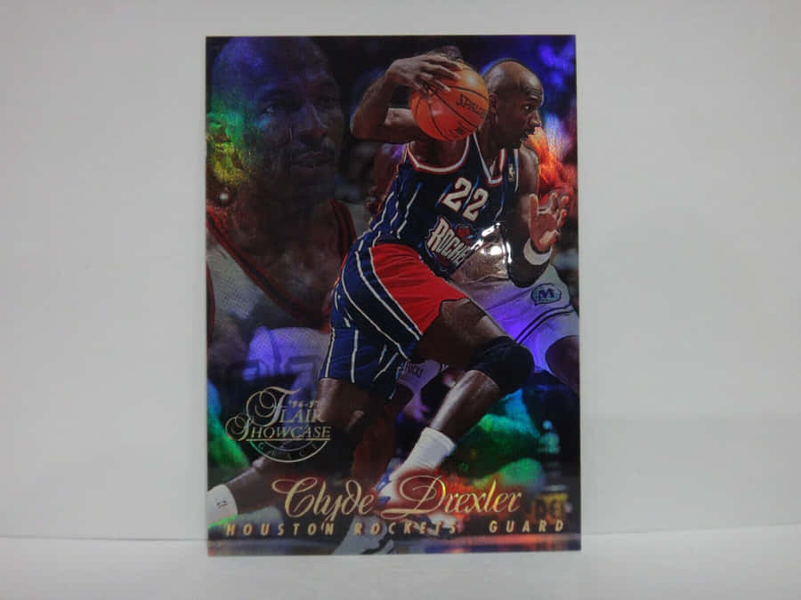Clyde Drexler Houston Rockets Vintage Poster Card Wallpaper