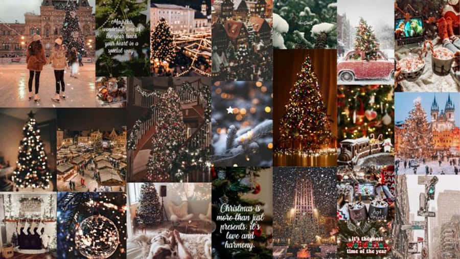 Collage Christmas Mac Aesthetic Wallpaper