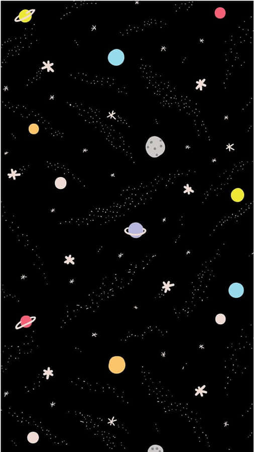 Colorful Cartoon Space Pattern Wallpaper