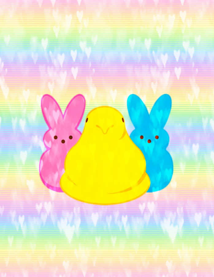 Colorful Easter Peeps Cartoon Wallpaper