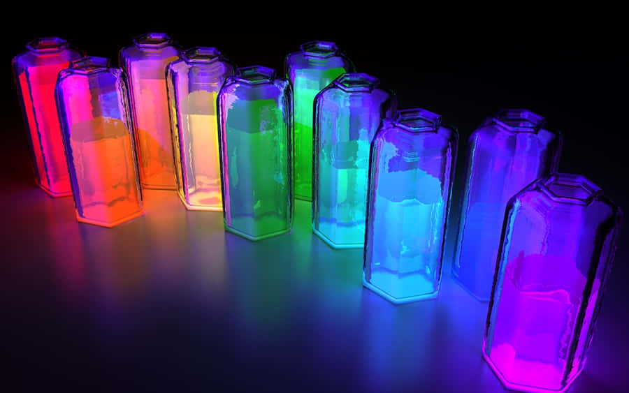 Colorful_ Glowing_ Bottles Wallpaper