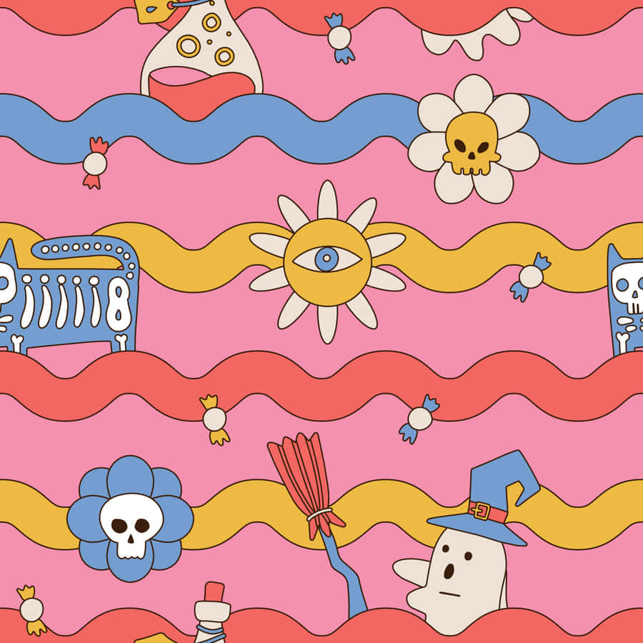 Colorful Halloween Pattern Wallpaper