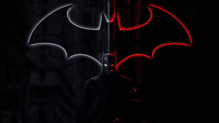 Cool Batman Black And Red Logo Line Wallpaper