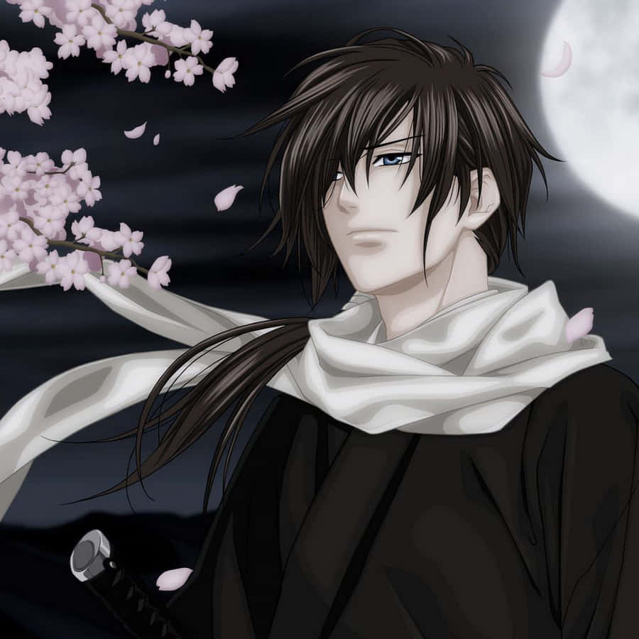 Cool Guy Saitō Hajime By Cherry Blossom Tree Wallpaper