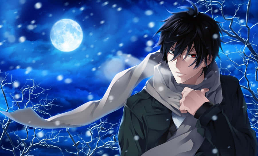 Cool Guy Yakumo Saito In Blue Winter Wallpaper