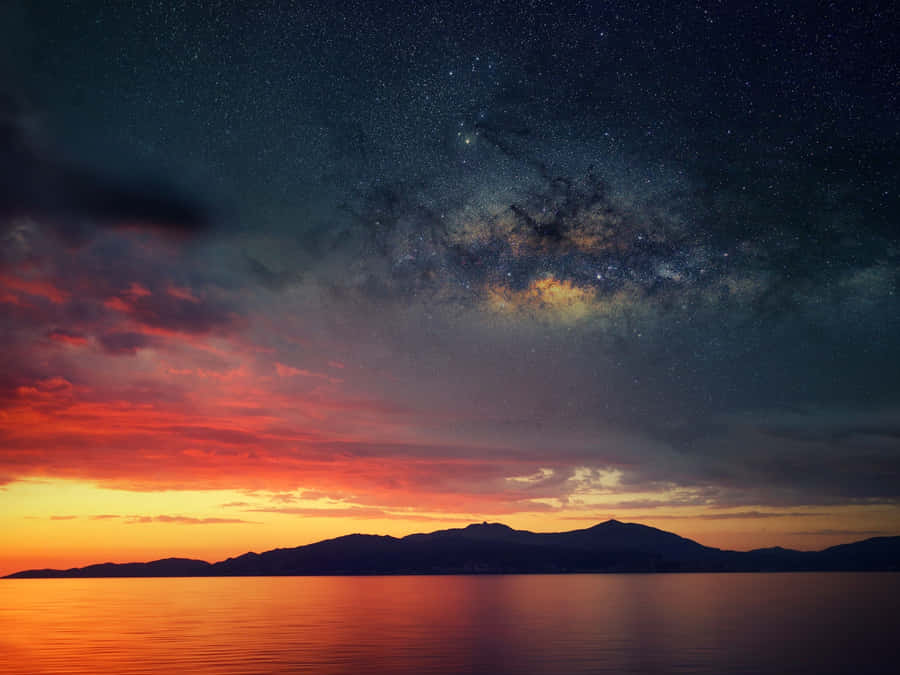 Cool Ipad Pro Island Dusk Under Nebula Wallpaper