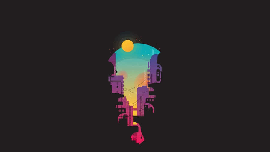 Cool Minimalist Purple Buildings Wallpaper
