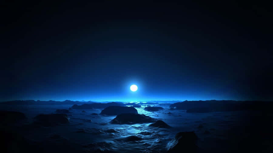 Cool Monitor Black Blue Wallpaper