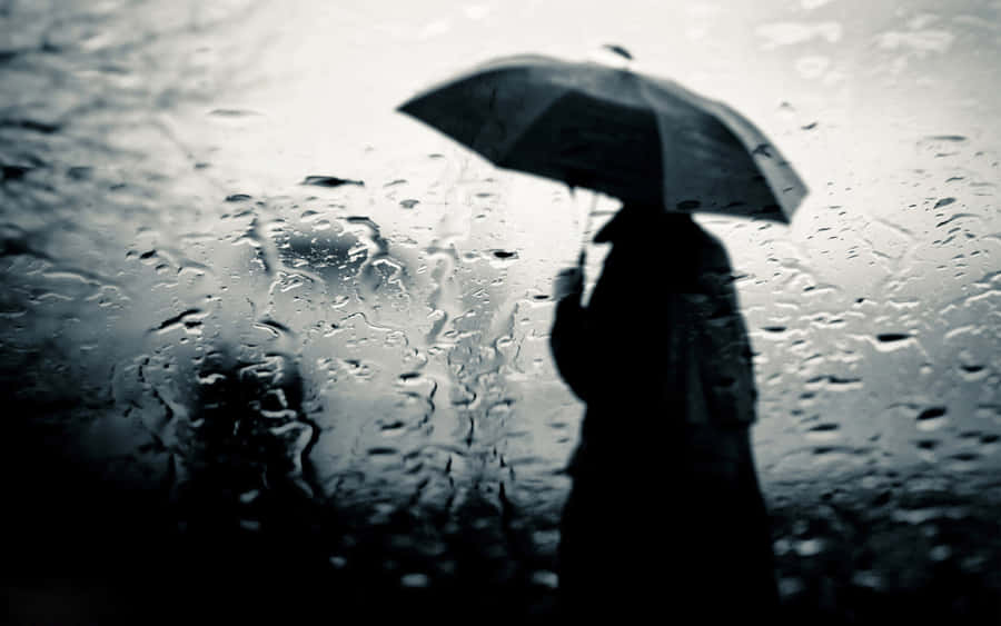 Cool Sad Boy Under An Umbrella Wallpaper
