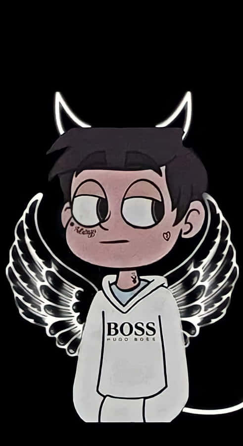 Cool Sad Boy With Devil Horns Wallpaper