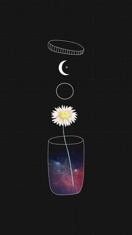 Cosmic Daisyin Glass Vase Wallpaper