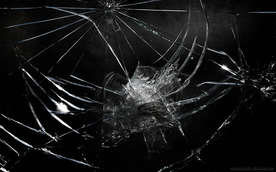 Cracked Computer Screen Black Background Wallpaper