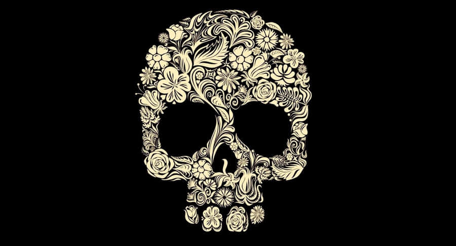 Creepy Halloween Skeleton Emerging From The Shadows Wallpaper