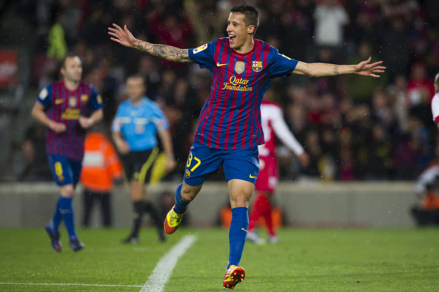 Cristian Tello Celebration F C Barcelona Wallpaper