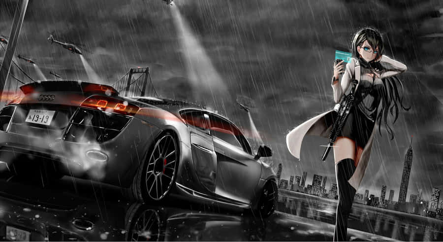 Cruise Through The Streets In Style With Anime Drift Wallpaper