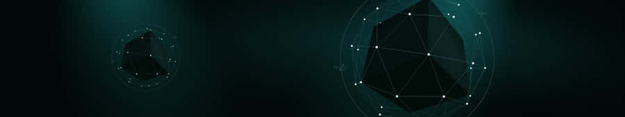 Cube Inside Sphere Dark Triple Monitor Wallpaper