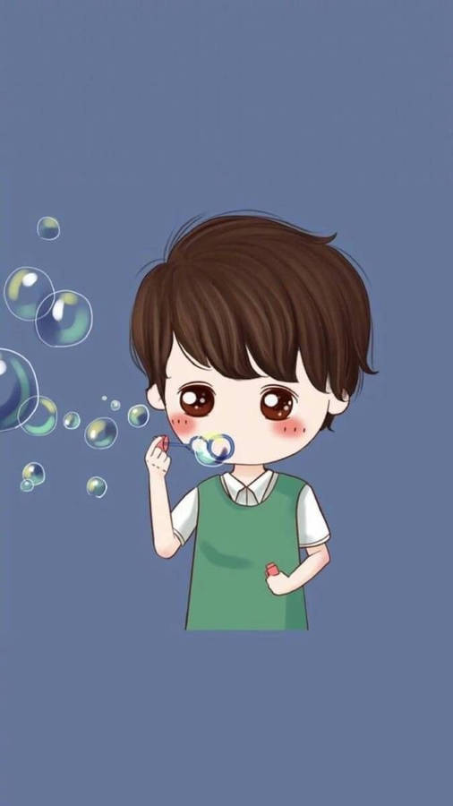 Cute Couple Matching Right Boy Bubbles Wallpaper