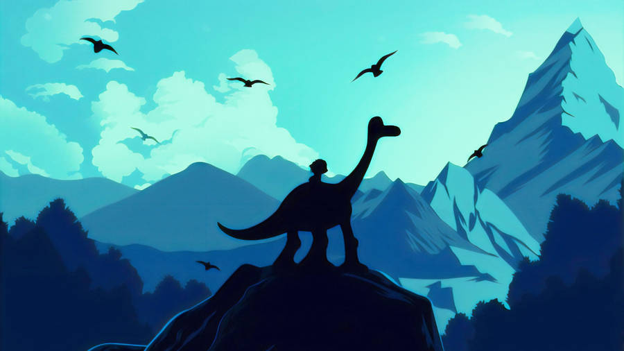 Cute Dinosaur Phone Baby On Dino Silhouette Wallpaper