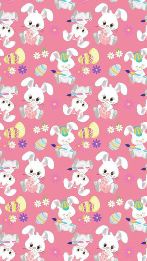Cute Easter Iphone With Bunnies With Hats Wallpaper