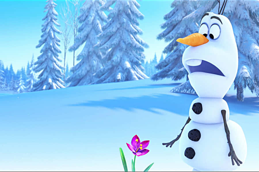 Cute Olaf The Snowman Enjoying A Beautiful Day Wallpaper