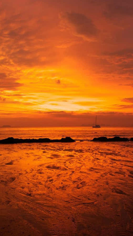 Cute Orange Beach At Sunset Wallpaper