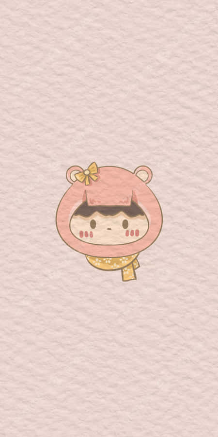 Cute Peach Color Kawaii Bear Wallpaper