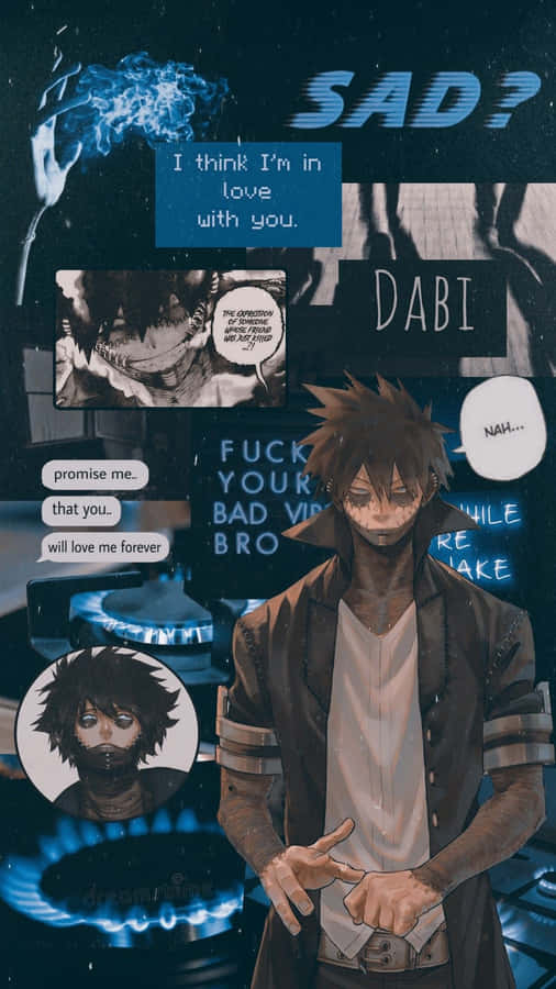 Dabi Black And Blue Collage Art Phone Wallpaper