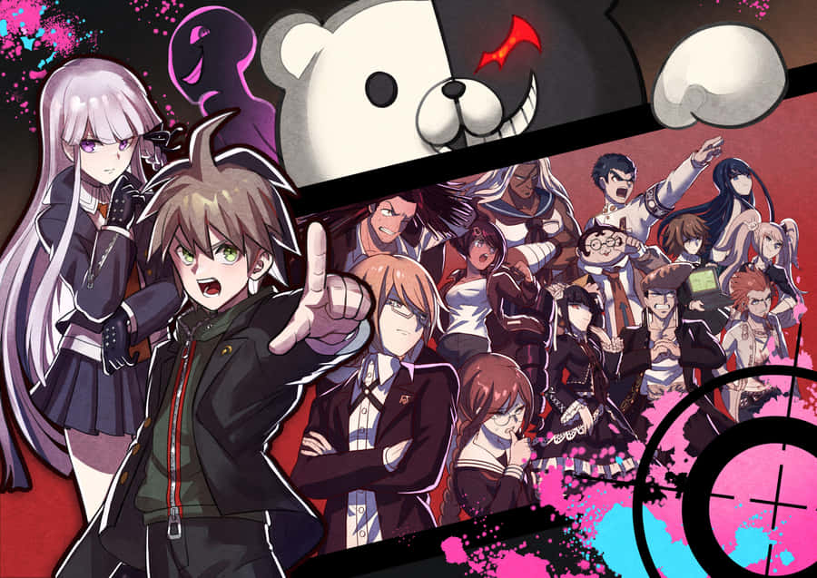 Danganronpa Charactersand Monokuma Wallpaper