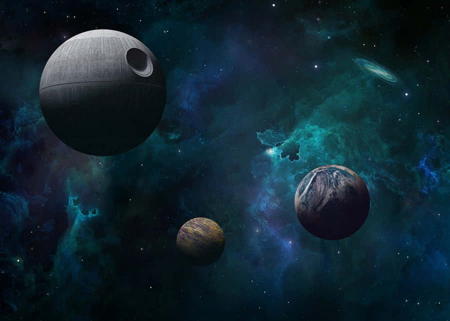 Death Starand Planetsin Galaxy Wallpaper