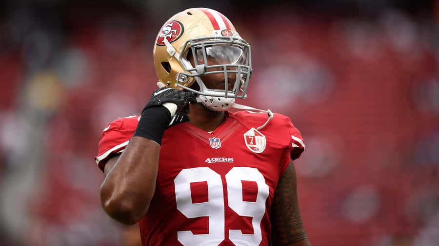 Deforest Buckner San Francisco 49ers Red Kit Wallpaper