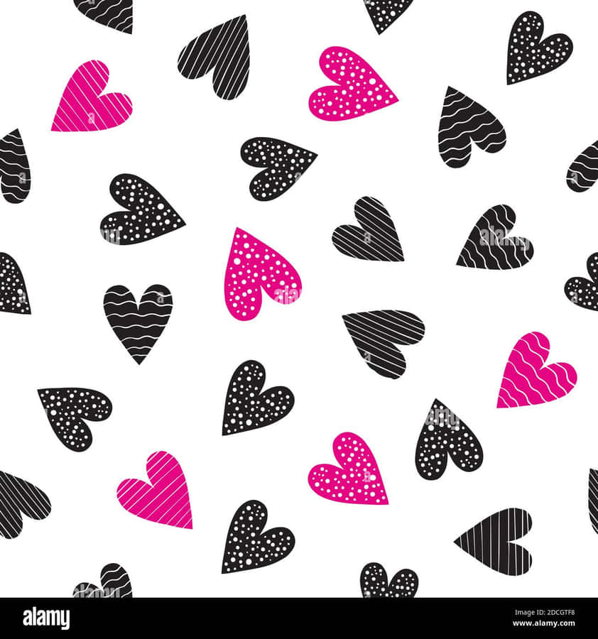 Delicate Geometric Design In Pink, Black And White Wallpaper