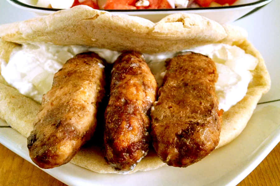 Delicious Cevapi Pita Sandwich Wallpaper