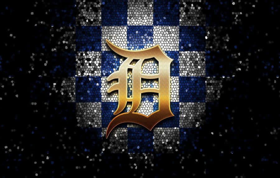 Detroit Tigers Logo Blue And White Checkered Background Wallpaper