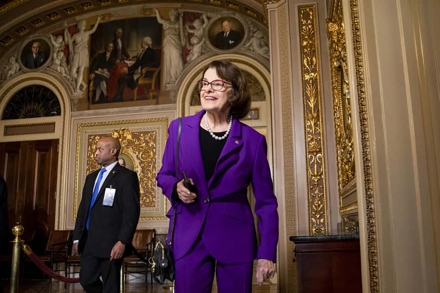 Dianne Feinstein Wearing Violet Suit Wallpaper