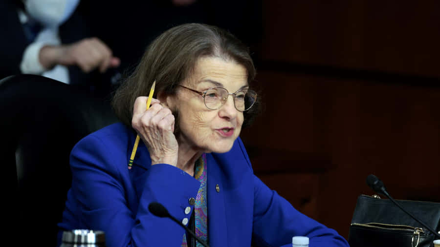 Dianne Feinstein With Pencil In Hand Wallpaper