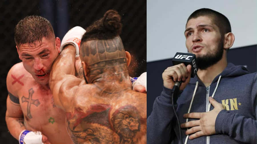 Diego Sanchez Fighting And Khabib Nurmagomedov Wallpaper